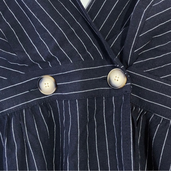 DRESS FORUM Blue + White Pinstripe Dress L - Picture 3 of 6